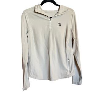 Womens Duluth Trading Shirt Alaskan Hardgear AKHG 1/4 Zip Hoodie‎ Cream Small